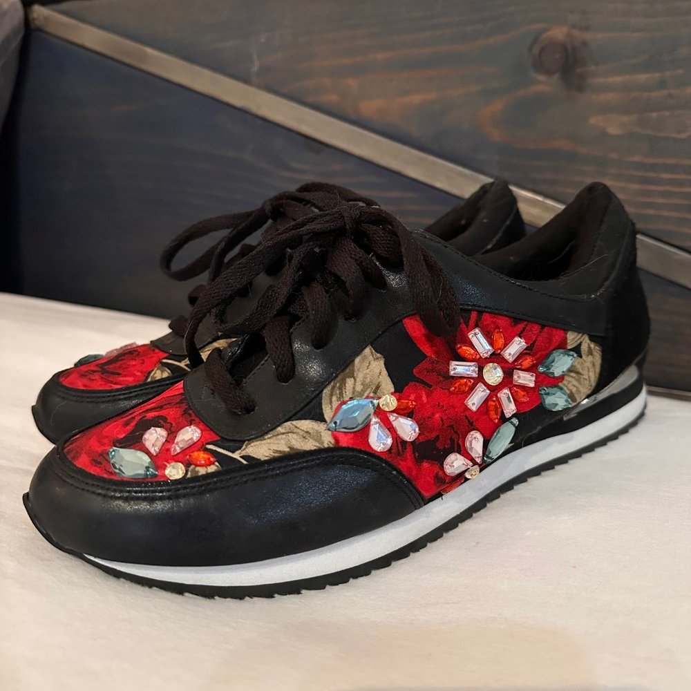 YellowBox Floral Sneakers Shoe w/ Bling Womens 7.5M *New*